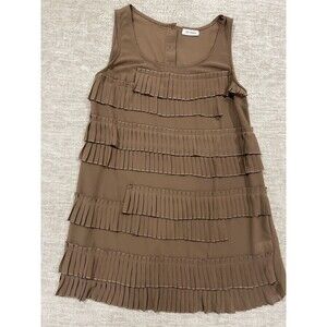 Tank Top Blu Pepper Brown Feminine Sleeveless Shirt Layer Ruffle size Small